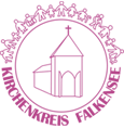 Monogramm-Logo: Umriss einer Kirche in einem Dornenkranz-Motiv.